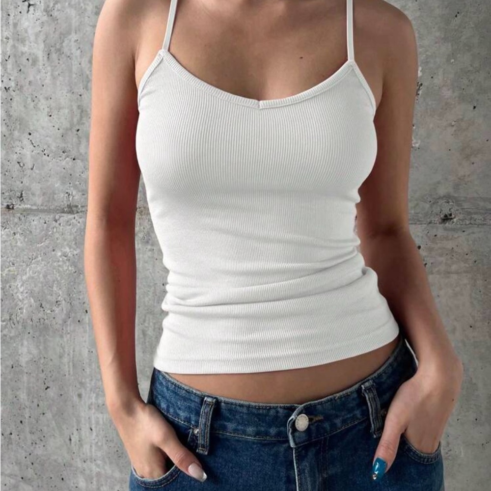 White Fitted Tank Top
